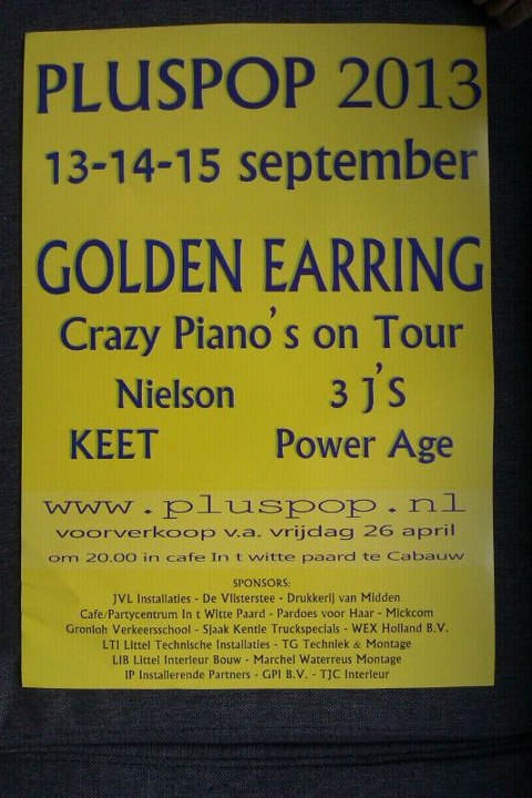 Golden Earring show poster Pluspop festival 2013 Cabauw